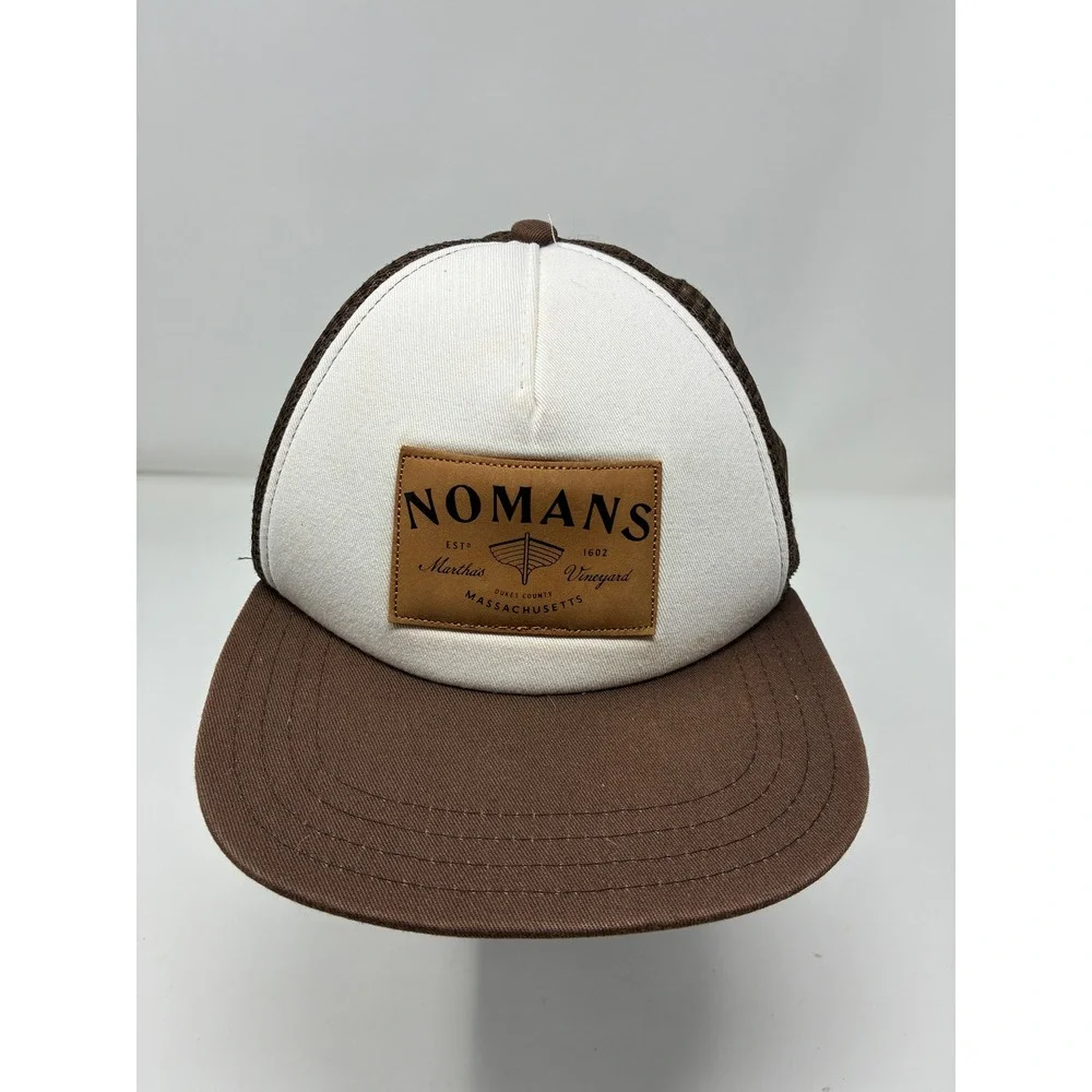 Nomans Marthas Vineyard Trucker Hat Pukka Brown White Leather Patch Snapback